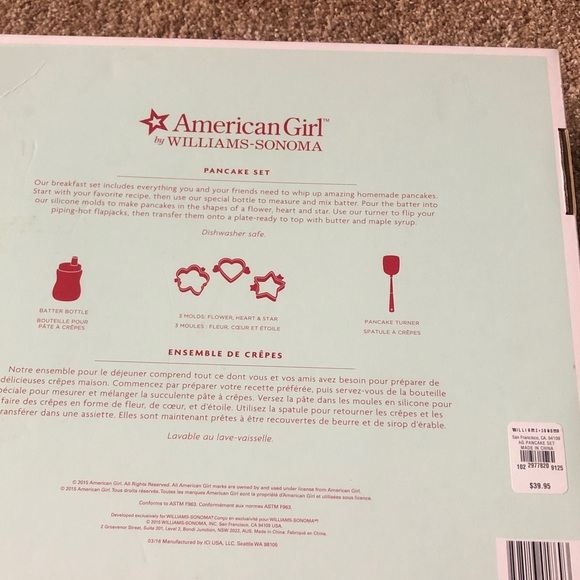 American Girl by Williams-Sonoma Pancake Set New in Box - Picture 5 of 6
